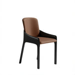 LIVARA Armchair - Premium Saddle Leather Upholstery with Ergonomic Curved Backrest, Modern Minimalist Chair for Dining Room & Living Space - Coffee