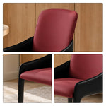 LIVARA Armchair - Premium Saddle Leather Upholstery with Ergonomic Curved Backrest, Modern Minimalist Chair for Dining Room & Living Space - Red