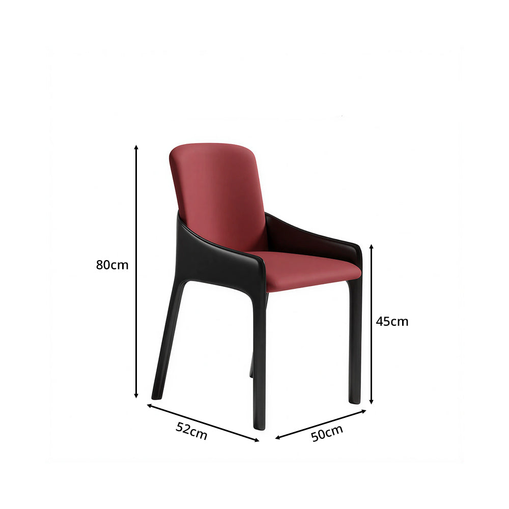 LIVARA Armchair - Premium Saddle Leather Upholstery with Ergonomic Curved Backrest, Modern Minimalist Chair for Dining Room & Living Space - Red