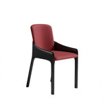LIVARA Armchair - Premium Saddle Leather Upholstery with Ergonomic Curved Backrest, Modern Minimalist Chair for Dining Room & Living Space - Red