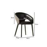 LIVARA Armchair - Premium Leather Upholstery with Curved Wraparound Backrest and Reinforced Metal Frame, Modern Accent Chair for Dining Room - Black