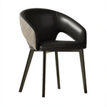 LIVARA Armchair - Premium Leather Upholstery with Curved Wraparound Backrest and Reinforced Metal Frame, Modern Accent Chair for Dining Room - Black