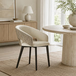 LIVARA Armchair - Premium Leather Upholstery with Curved Wraparound Backrest and Reinforced Metal Frame, Modern Accent Chair for Dining Room - Grey