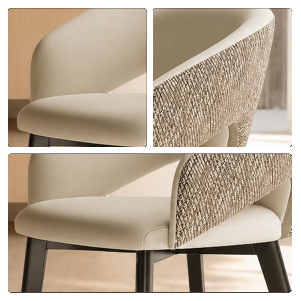 LIVARA Armchair - Premium Leather Upholstery with Curved Wraparound Backrest and Reinforced Metal Frame, Modern Accent Chair for Dining Room - Grey
