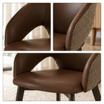 LIVARA Armchair - Premium Leather Upholstery with Curved Wraparound Backrest and Reinforced Metal Frame, Modern Accent Chair for Dining Room - Brown