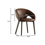 LIVARA Armchair - Premium Leather Upholstery with Curved Wraparound Backrest and Reinforced Metal Frame, Modern Accent Chair for Dining Room - Brown