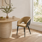 LIVARA Armchair - Premium Leather Upholstery with Curved Wraparound Backrest and Reinforced Metal Frame, Modern Accent Chair for Dining Room - Coffee