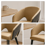 LIVARA Armchair - Premium Leather Upholstery with Curved Wraparound Backrest and Reinforced Metal Frame, Modern Accent Chair for Dining Room - Coffee