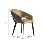 LIVARA Armchair - Premium Leather Upholstery with Curved Wraparound Backrest and Reinforced Metal Frame, Modern Accent Chair for Dining Room - Coffee