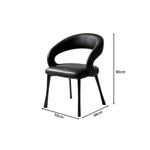 LIVARA Armchair - Premium Leather Upholstery with Sculptural Curved Backrest and Reinforced Metal Frame, Modern Accent Chair for Dining Room - Black