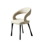 LIVARA Armchair - Premium Leather Upholstery with Sculptural Curved Backrest and Reinforced Metal Frame, Modern Accent Chair for Dining Room - Grey