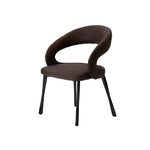 LIVARA Armchair - Premium Leather Upholstery with Sculptural Curved Backrest and Reinforced Metal Frame, Modern Accent Chair for Dining Room - Brown
