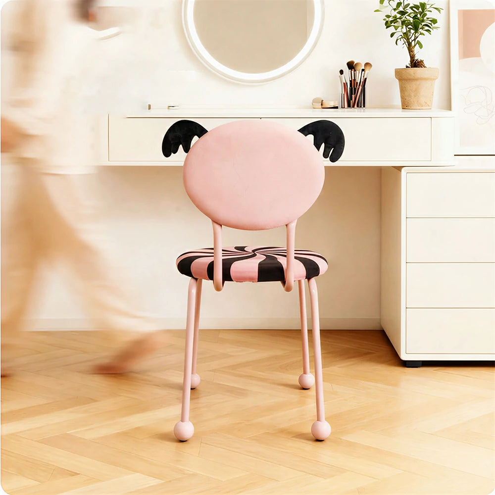 LIVARA Accent Chair - Cute Monster Design with Velvet Upholstery and Metal Frame, Creative Makeup Chair for Bedroom & Living Space - Pink