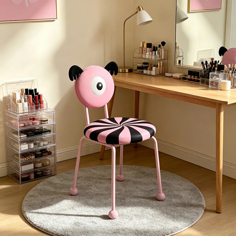 LIVARA Accent Chair - Cute Monster Design with Velvet Upholstery and Metal Frame, Creative Makeup Chair for Bedroom & Living Space - Pink