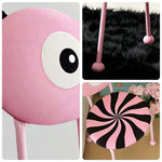 LIVARA Accent Chair - Cute Monster Design with Velvet Upholstery and Metal Frame, Creative Makeup Chair for Bedroom & Living Space - Pink