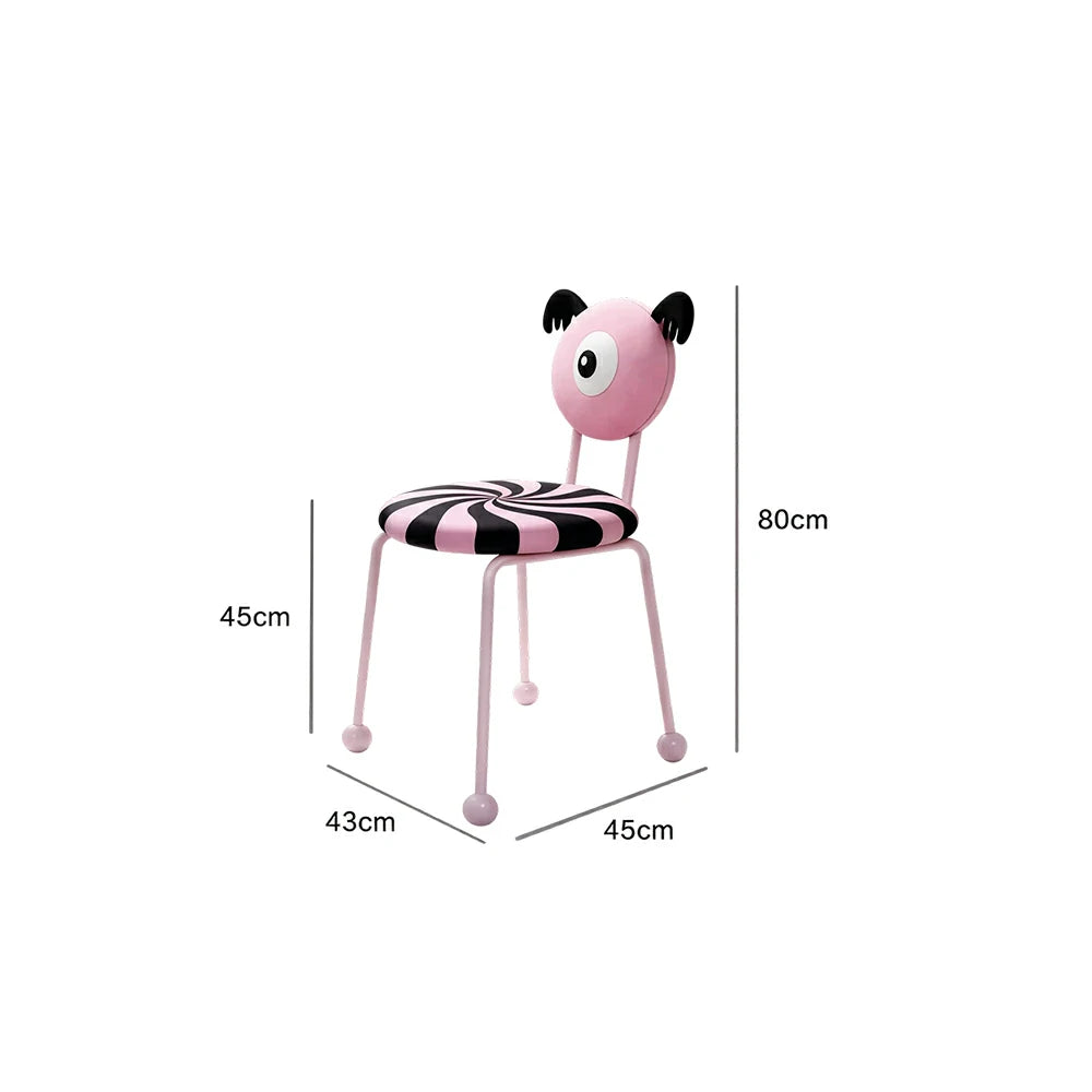 LIVARA Accent Chair - Cute Monster Design with Velvet Upholstery and Metal Frame, Creative Makeup Chair for Bedroom & Living Space - Pink