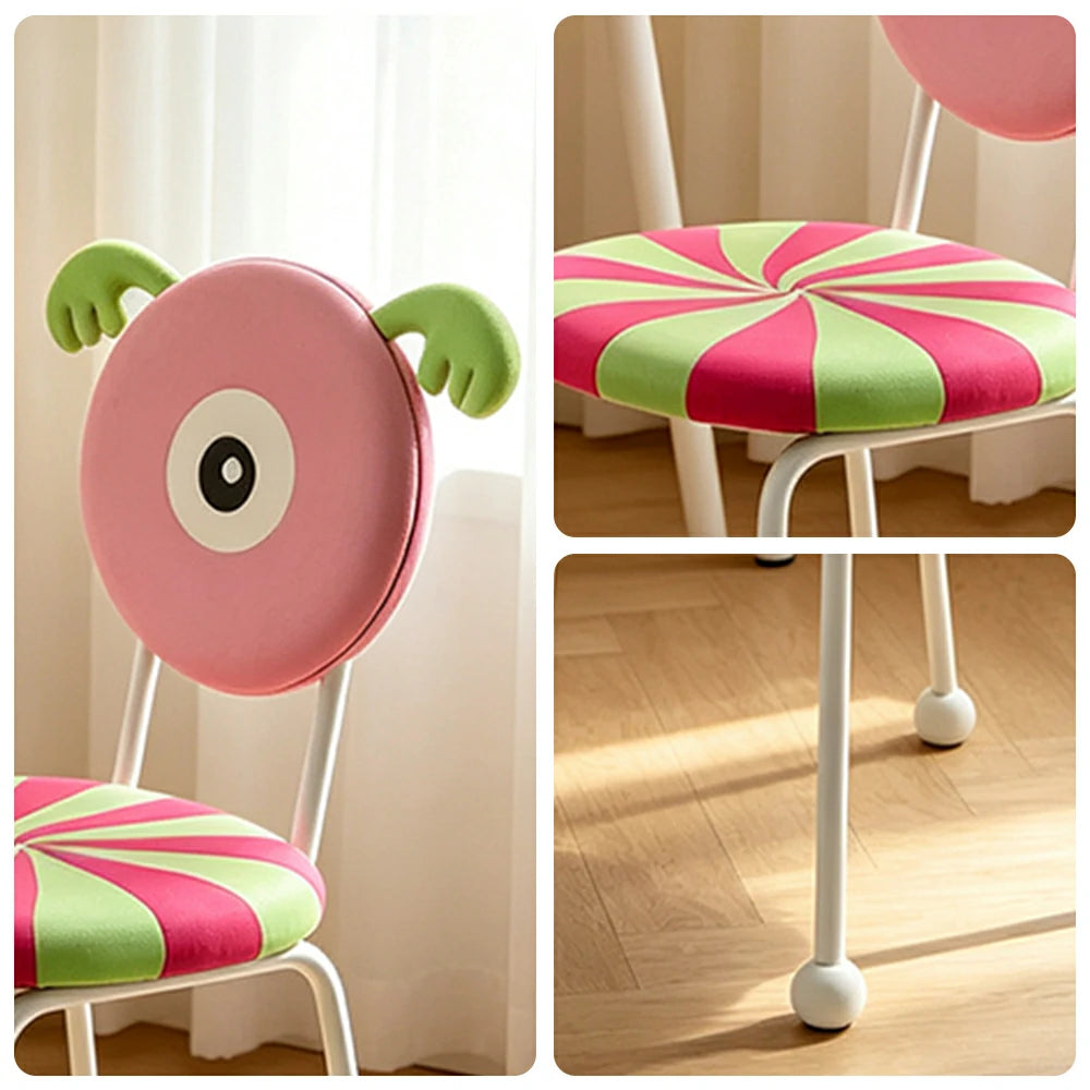 LIVARA Accent Chair - Cute Monster Design with Velvet Upholstery and Metal Frame, Creative Makeup Chair for Bedroom & Living Space - Pink & Green