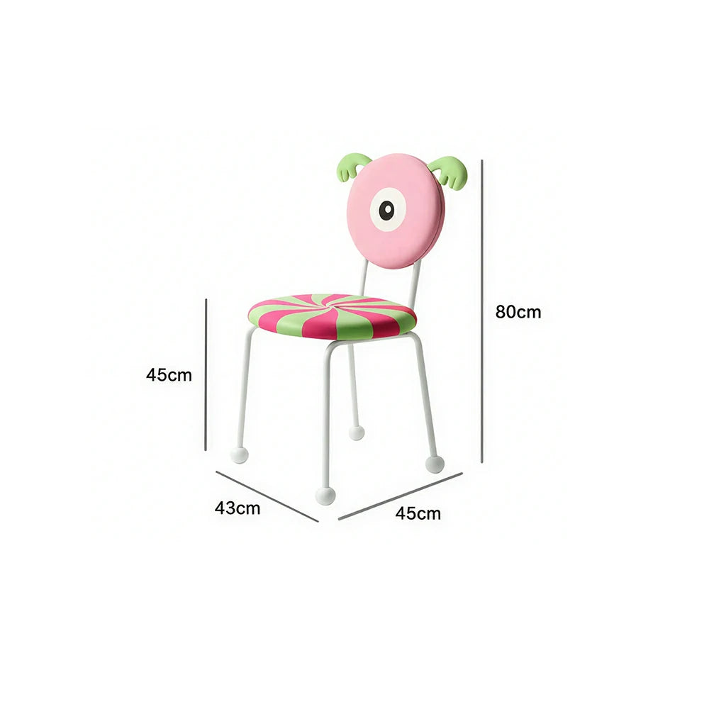 LIVARA Accent Chair - Cute Monster Design with Velvet Upholstery and Metal Frame, Creative Makeup Chair for Bedroom & Living Space - Pink & Green