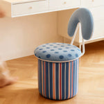 LIVARA Accent Chair - Polka Dot Stripe Velvet Upholstery with Solid Wood Frame and 360-Degree Swivel Base, Creative Makeup Chair for Bedroom - Blue