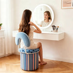 LIVARA Accent Chair - Polka Dot Stripe Velvet Upholstery with Solid Wood Frame and 360-Degree Swivel Base, Creative Makeup Chair for Bedroom - Blue