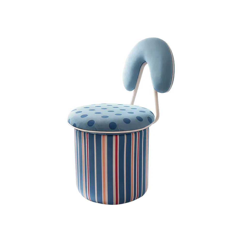 LIVARA Accent Chair - Polka Dot Stripe Velvet Upholstery with Solid Wood Frame and 360-Degree Swivel Base, Creative Makeup Chair for Bedroom - Blue