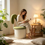 LIVARA Accent Chair - Polka Dot Stripe Velvet Upholstery with Solid Wood Frame and 360-Degree Swivel Base, Creative Makeup Chair for Bedroom - Green