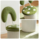 LIVARA Accent Chair - Polka Dot Stripe Velvet Upholstery with Solid Wood Frame and 360-Degree Swivel Base, Creative Makeup Chair for Bedroom - Green
