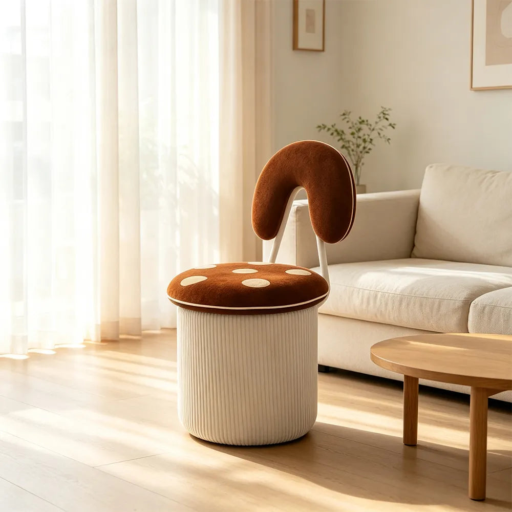 LIVARA Accent Chair - Polka Dot Stripe Velvet Upholstery with Solid Wood Frame and 360-Degree Swivel Base, Creative Makeup Chair for Bedroom - Brown