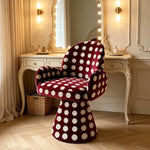LIVARA Accent Chair - Polka Dot Chenille Upholstery with Solid Wood Frame and 360-Degree Swivel Base, Retro Makeup Chair for Bedroom & Living Space - Red