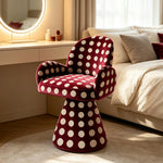 LIVARA Accent Chair - Polka Dot Chenille Upholstery with Solid Wood Frame and 360-Degree Swivel Base, Retro Makeup Chair for Bedroom & Living Space - Red
