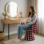 LIVARA Accent Chair - Polka Dot Chenille Upholstery with Solid Wood Frame and 360-Degree Swivel Base, Retro Makeup Chair for Bedroom & Living Space - Red