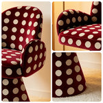 LIVARA Accent Chair - Polka Dot Chenille Upholstery with Solid Wood Frame and 360-Degree Swivel Base, Retro Makeup Chair for Bedroom & Living Space - Red
