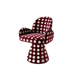 LIVARA Accent Chair - Polka Dot Chenille Upholstery with Solid Wood Frame and 360-Degree Swivel Base, Retro Makeup Chair for Bedroom & Living Space - Red