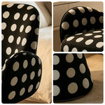 LIVARA Accent Chair - Polka Dot Chenille Upholstery with Solid Wood Frame and 360-Degree Swivel Base, Retro Makeup Chair for Bedroom & Living Space - Black