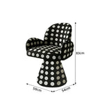 LIVARA Accent Chair - Polka Dot Chenille Upholstery with Solid Wood Frame and 360-Degree Swivel Base, Retro Makeup Chair for Bedroom & Living Space - Black