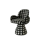 LIVARA Accent Chair - Polka Dot Chenille Upholstery with Solid Wood Frame and 360-Degree Swivel Base, Retro Makeup Chair for Bedroom & Living Space - Black