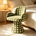 LIVARA Accent Chair - Polka Dot Chenille Upholstery with Solid Wood Frame and 360-Degree Swivel Base, Retro Makeup Chair for Bedroom & Living Space - Green