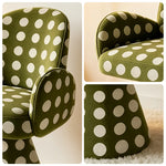 LIVARA Accent Chair - Polka Dot Chenille Upholstery with Solid Wood Frame and 360-Degree Swivel Base, Retro Makeup Chair for Bedroom & Living Space - Green