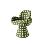 LIVARA Accent Chair - Polka Dot Chenille Upholstery with Solid Wood Frame and 360-Degree Swivel Base, Retro Makeup Chair for Bedroom & Living Space - Green