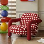 LIVARA Lounge Chair - Polka Dot Fabric Upholstery with Wide Armrests, Retro Accent Chair for Living Room & Bedroom - Red
