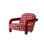 LIVARA Lounge Chair - Polka Dot Fabric Upholstery with Wide Armrests, Retro Accent Chair for Living Room & Bedroom - Red