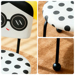 LIVARA Accent Chair - Cartoon Polka Dot Velvet Upholstery with Solid Wood Frame and Metal Legs, Creative Makeup Chair for Bedroom & Living Space - Black
