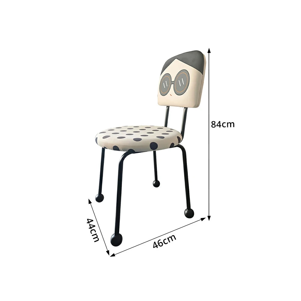 LIVARA Accent Chair - Cartoon Polka Dot Velvet Upholstery with Solid Wood Frame and Metal Legs, Creative Makeup Chair for Bedroom & Living Space - Black