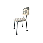 LIVARA Accent Chair - Cartoon Polka Dot Velvet Upholstery with Solid Wood Frame and Metal Legs, Creative Makeup Chair for Bedroom & Living Space - Black