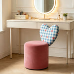 LIVARA Accent Chair - Heart Backrest with Soft Velvet Upholstery and Solid Wood Frame, Cute Swivel Makeup Chair for Bedroom & Dressing Area - Pink