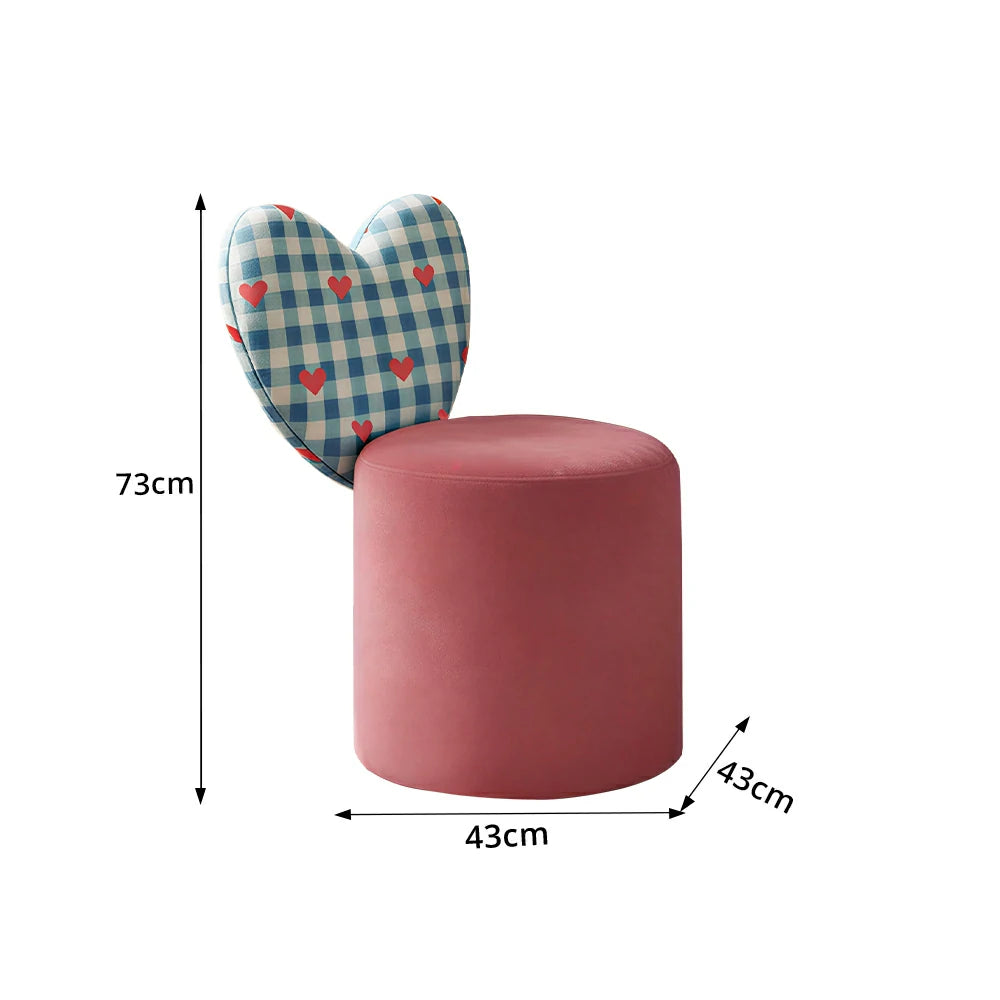 LIVARA Accent Chair - Heart Backrest with Soft Velvet Upholstery and Solid Wood Frame, Cute Swivel Makeup Chair for Bedroom & Dressing Area - Pink