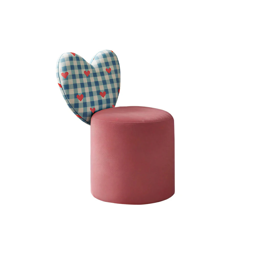 LIVARA Accent Chair - Heart Backrest with Soft Velvet Upholstery and Solid Wood Frame, Cute Swivel Makeup Chair for Bedroom & Dressing Area - Pink