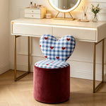 LIVARA Accent Chair - Heart Backrest with Soft Velvet Upholstery and Solid Wood Frame, Cute Swivel Makeup Chair for Bedroom & Dressing Area - Red