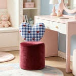 LIVARA Accent Chair - Heart Backrest with Soft Velvet Upholstery and Solid Wood Frame, Cute Swivel Makeup Chair for Bedroom & Dressing Area - Red