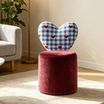LIVARA Accent Chair - Heart Backrest with Soft Velvet Upholstery and Solid Wood Frame, Cute Swivel Makeup Chair for Bedroom & Dressing Area - Red